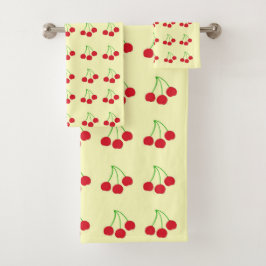 Toalhas Cerejas no Conjunto de Bandas Amarelas