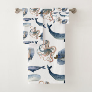 Toalhas Conjunto de Baleias/Topolas de Octopus Cura Aquosa