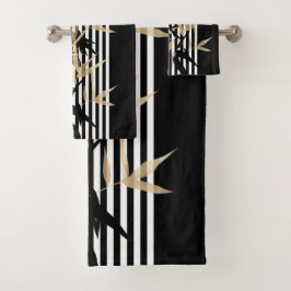Toalhas Conjunto de bambu preto e branco elegante asiático