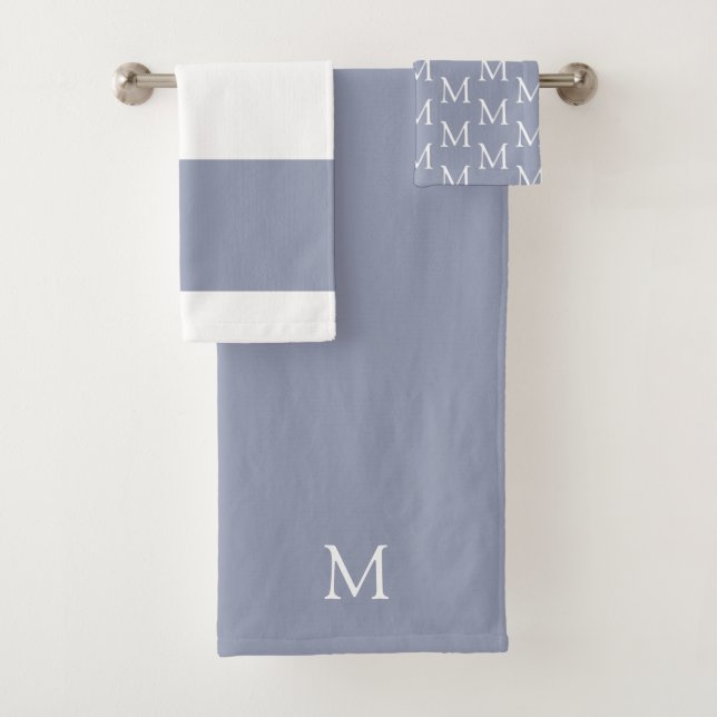 Toalhas Conjunto de Bandas Dusty Blue Monogramas II (Insitu)