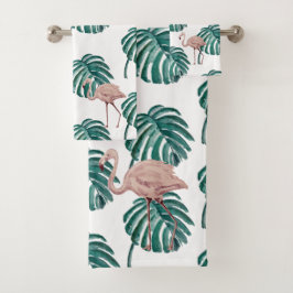 Toalhas Conjunto de Bandas Flamingo de Pintura Rosa Tropic