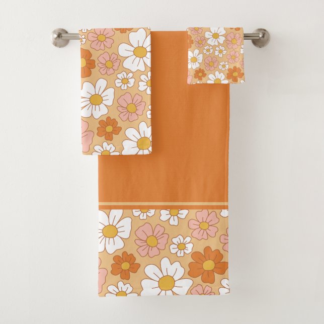 Toalhas Conjunto de Bandas Florais Laranja e Branca (Insitu)