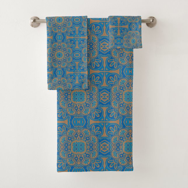 Toalhas Conjunto de Bandas Tribais Azul e Cobre (Insitu)
