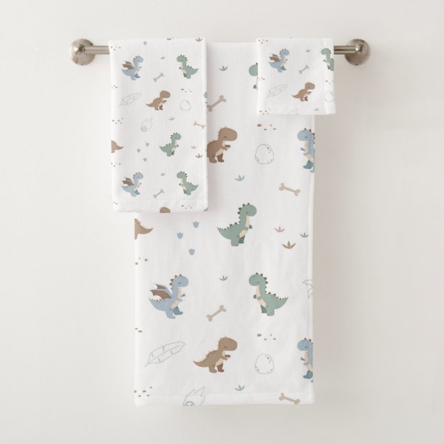 Toalhas Conjunto de Bandeja Branca de Dino Patern Cute (Insitu)