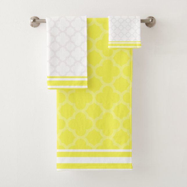 Toalhas Conjunto de Bandeja de Quatrefoil Amarelo (Insitu)