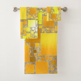 Toalhas Conjunto de Bandejas Amarelo e Laranja Quadrado