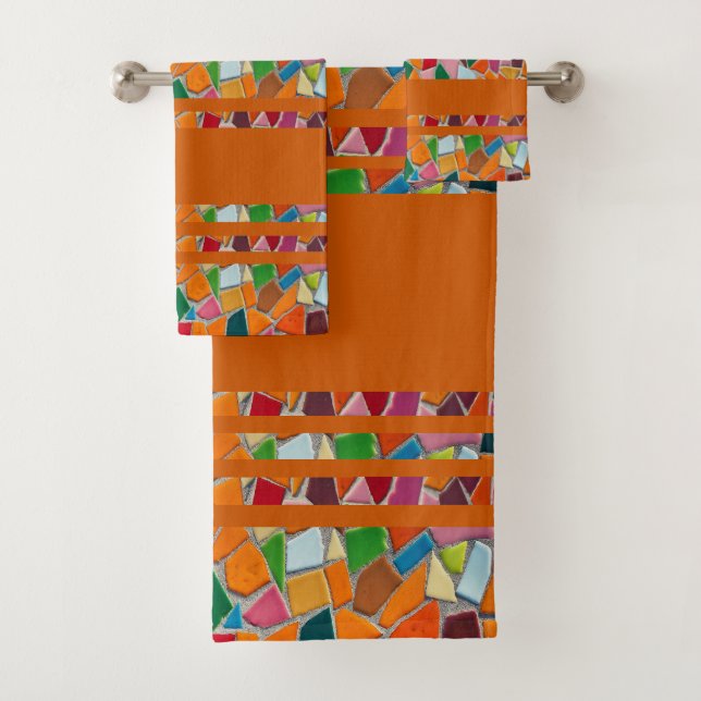 Toalhas Conjunto De Bandejas De Banho De Mosaico Laranja Q (Insitu)