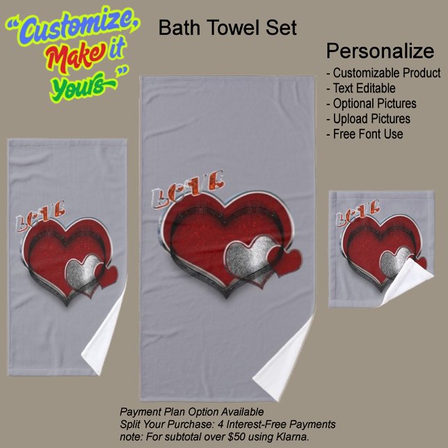Toalhas Conjunto de Bandejas de Cinza de Prata Magia do Co (Heart Magic Bathroom Towel Set Featuring a Gray Background.)