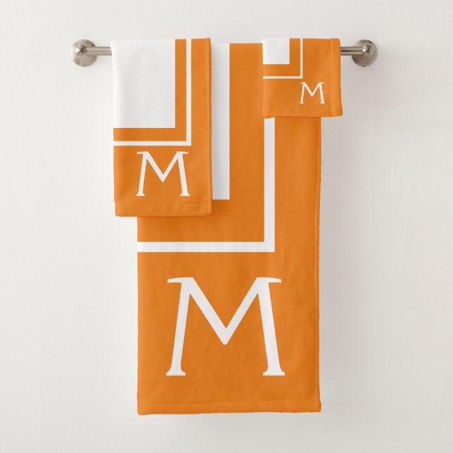 Toalhas Conjunto de Bandejas de Monograma Laranja e Branco (Insitu)