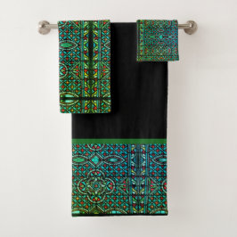 Toalhas Conjunto de borras de vidro preto verde
