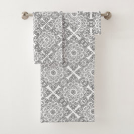Toalhas Conjunto de cinzas e Bandas Tribais Brancas