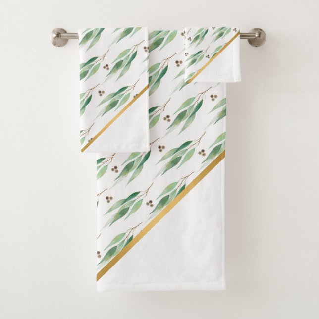 TOALHAS CONJUNTO DE FERRAMENTAS DE BANHO DOURADO EUCALIPTO (Insitu)