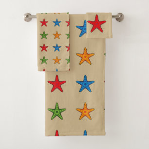 Toalhas Conjunto de Starfish de Cartoon Colorido Bonito