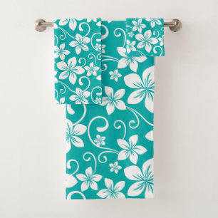 TOALHAS CONJUNTO DE TORNEIRAS DE BANHO (TEAL) AZUL HAWAII
