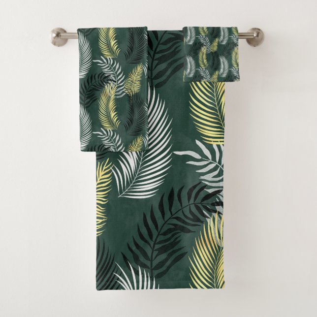 Toalhas CONJUNTO DE TORRE DO BANHEIRO PRETO Dourado E VERD (Insitu)