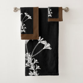 Toalhas Conjunto de Torres Castanho-Floral Preto