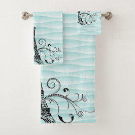 Toalhas Conjunto de Torres Flouradas de Teal Eiffel Towel