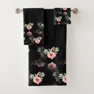 Toalhas Conjunto de Torres Pretas do Hibiscus