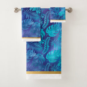 TOALHAS CONJUNTO DE TOWEL DE BANHEIRA AZUL TROPICAL HAWAII