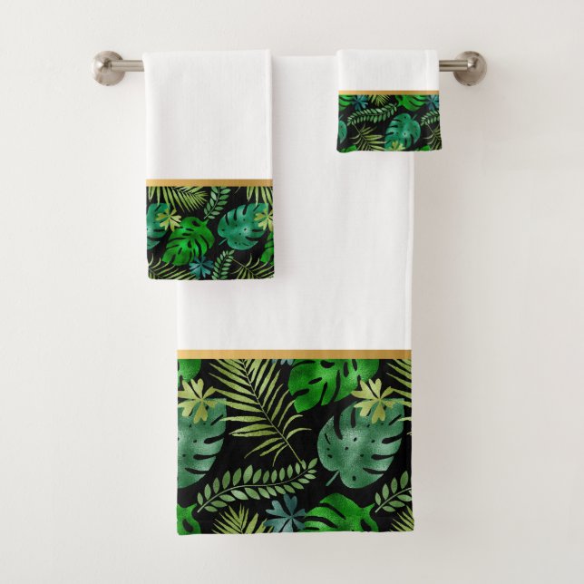 TOALHAS CONJUNTO DE TOWEL DE BANHEIRA DOURADA TROPICAL COM (Insitu)