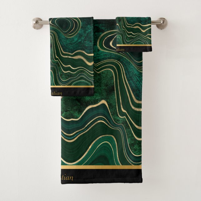 TOALHAS CONJUNTO DE TOWEL MARBLE TRIM VERDE VERDE EMERALME (Insitu)
