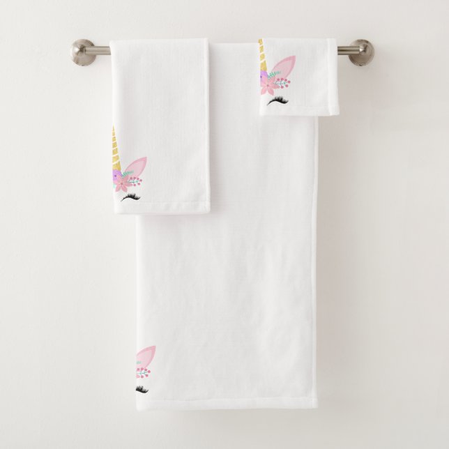 TOALHAS CONJUNTO DE TOWEL UNICORN BATHROOM BRANCO (Insitu)
