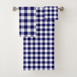Toalhas Conjunto de Xadrezes de Gingham marinho e Branco