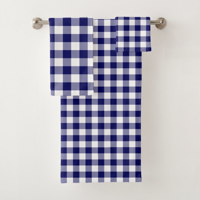 Toalhas Conjunto de Xadrezes de Gingham marinho e Branco (Insitu)