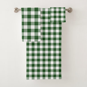 Toalhas Conjunto de Xadrezes de Gingham, Verde e Branco, b