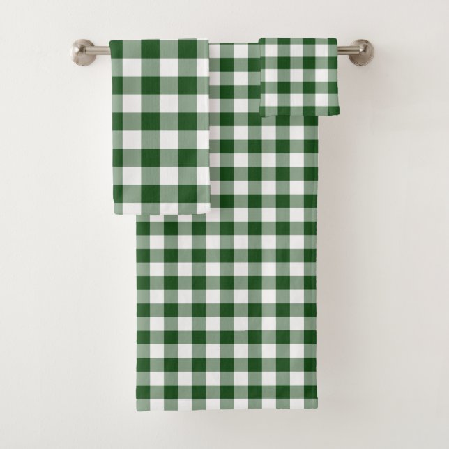 Toalhas Conjunto de Xadrezes de Gingham, Verde e Branco, b (Insitu)