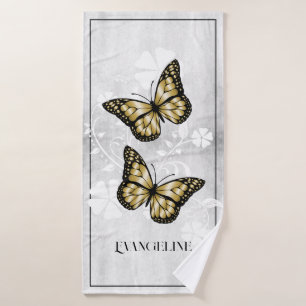 Toalhas Conjunto Dourado de Bandeja Floral da Borboleta