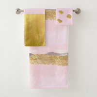 Conjunto Dourado de deco metálico e de arte rosa