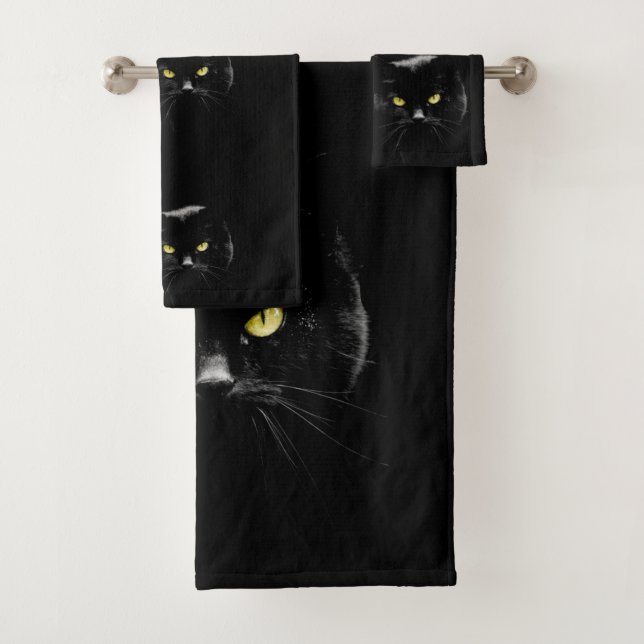 Toalhas Conjunto Preto De Banheiro De Gato (Insitu)