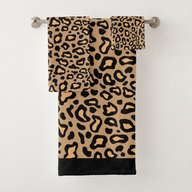 Toalhas de banheiro com estampa de leopardo retrô  (Insitu)