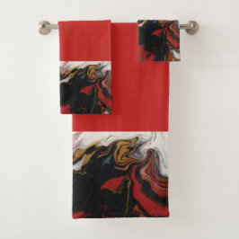 Toalhas de Banheiro Dourado Abstrato Vermelho Chic