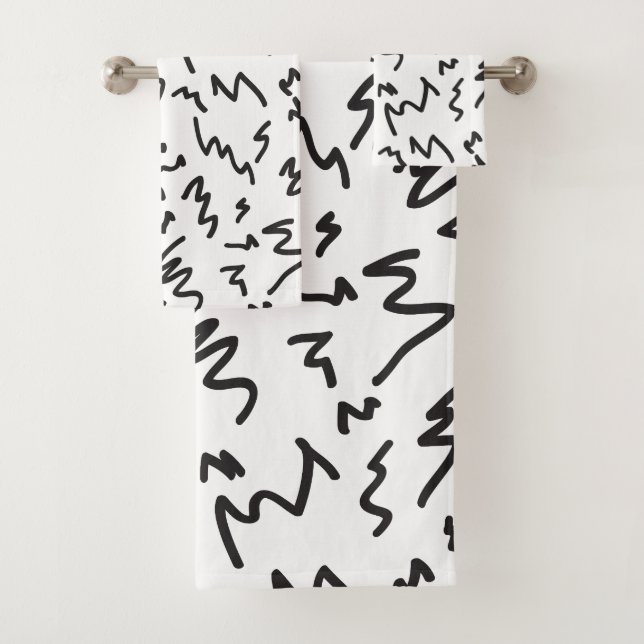 Toalhas de banho brancas e negras elegantes (Insitu)