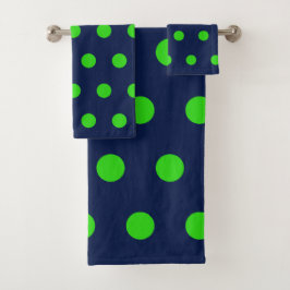 Toalhas de Banho com Bolinhas (Azul Marinho e Verd