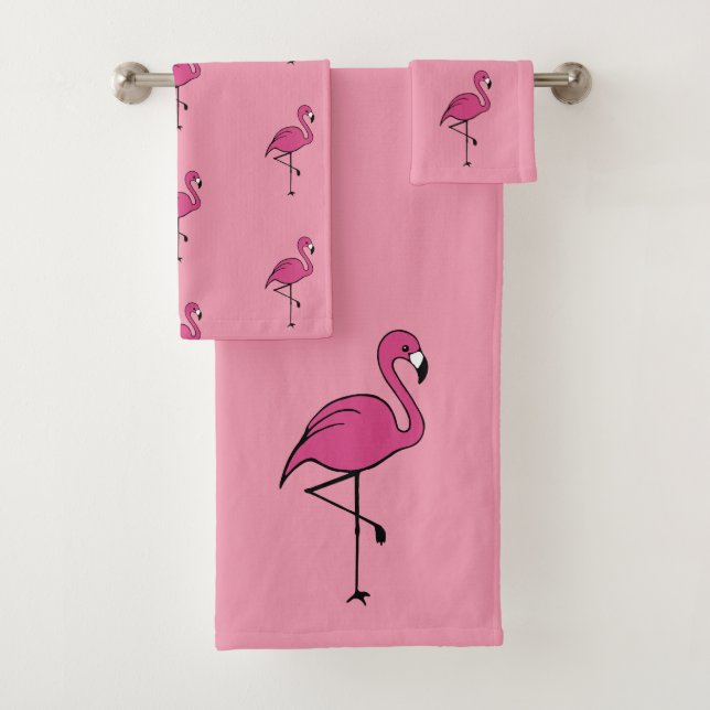 Toalhas de Banho Conjunto de Flamingo Rosa Fofo Pr (Insitu)