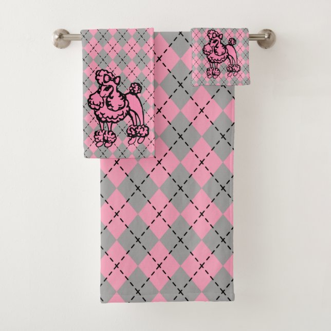 Toalhas de Banho Conjunto Presente Poodle Rosa Ret (Insitu)
