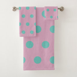 Toalhas de Banho de Bolinhas (Rosa e Aqua)