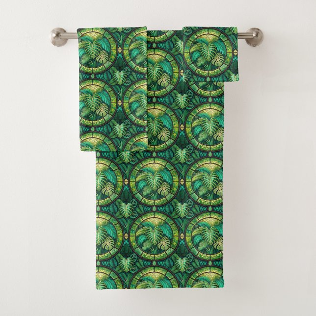 Toalhas de banho e rosto tropicais com verde vibra (Criador carregado)