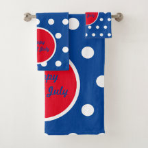 Toalhas de Banho Feliz 4 de Julho (Azul, Branco e 