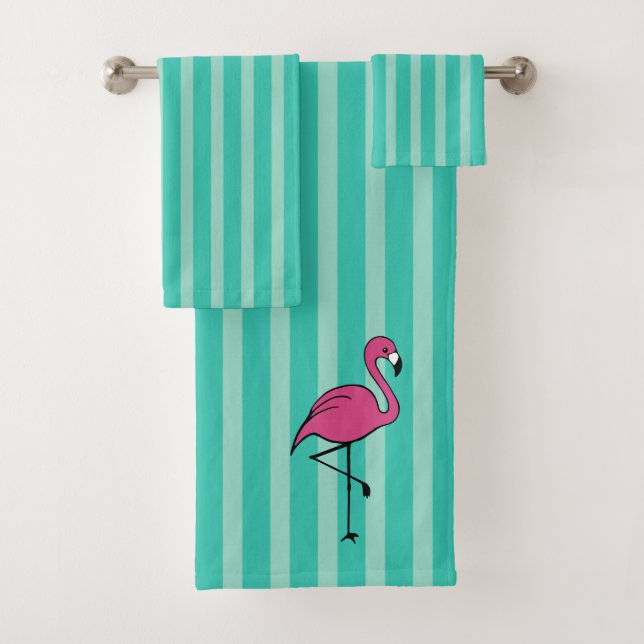 Toalhas de Banho Flamingo Retro Turquesa Presente (Insitu)