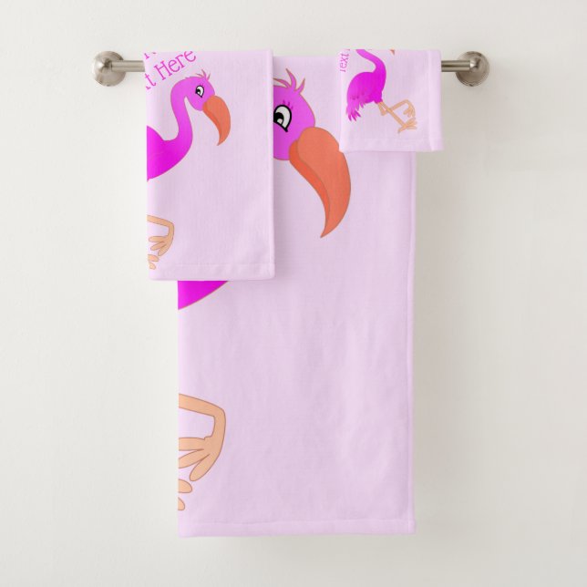 Toalhas de Banho Flamingo Rosa com Texto Personali (Insitu)