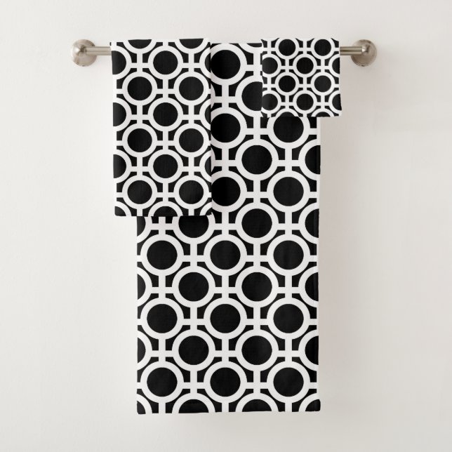 Toalhas de Banho Pretas com Círculos Abstratos Bra (Insitu)