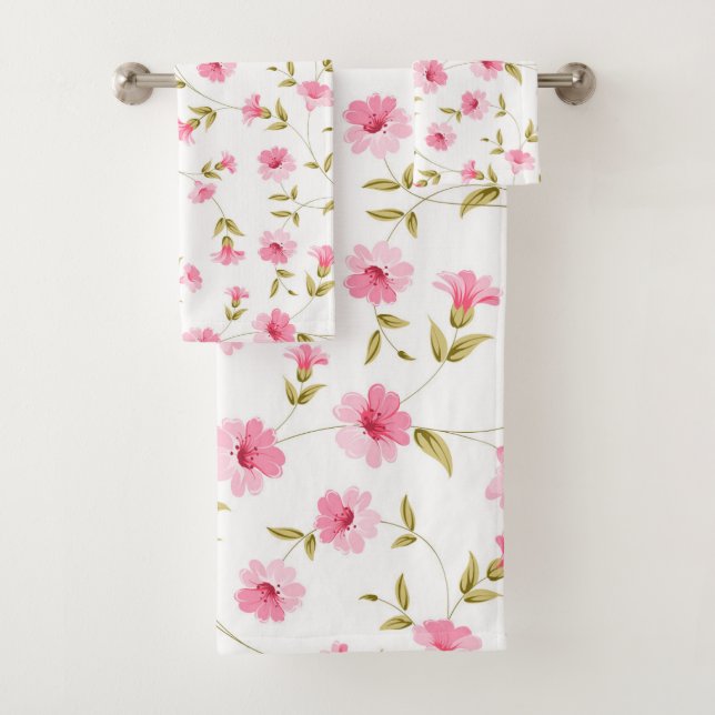 Toalhas de Banho Rosa Floral Definidas (Insitu)