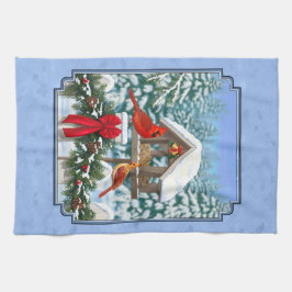 Toalhas De Mão Banquete de Natal dos Cardinhos Azul