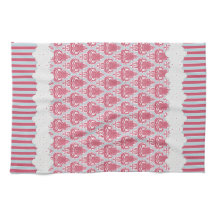 Damasco do chique & listras cor-de-rosa & azuis