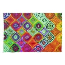 Mosaico Abstrato Verde Vermelho
