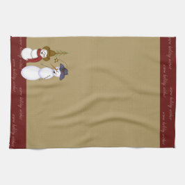 Toalhas De Mão Natal bonito do boneco de neve do vaqueiro da arte